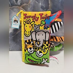 Jellycat Jungly Tails Fabric Soft Book Crinkle Baby Book 8" With Tags